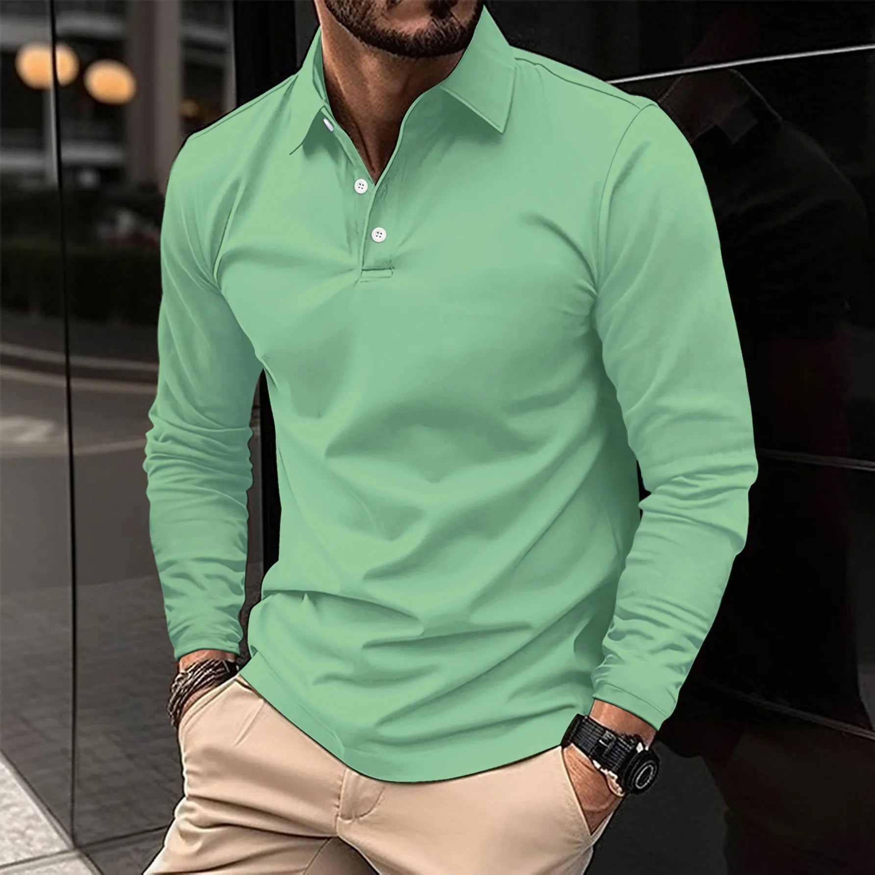 Men's Long Sleeve Polo Shirt | Casual and Business Wear