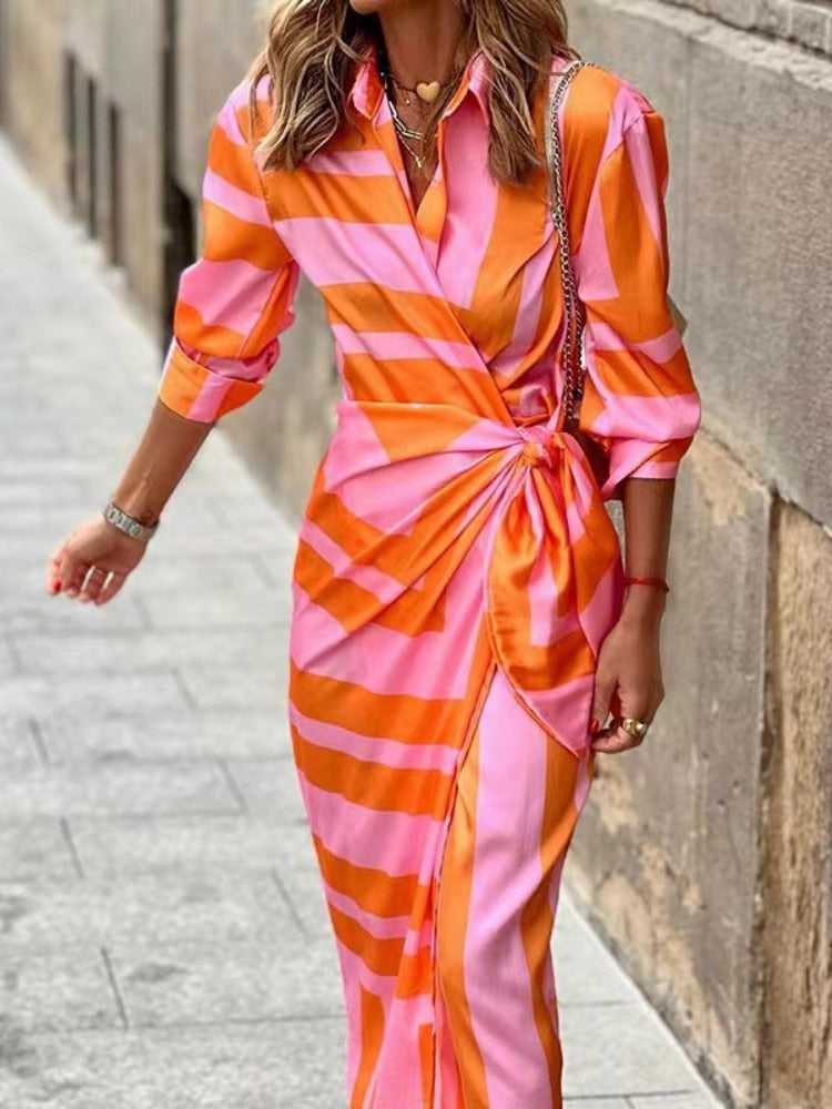 Women's Printed Wrap Dress | Long