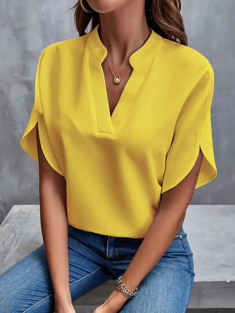 Women's V-Neck Short Sleeve Blouse | Casual