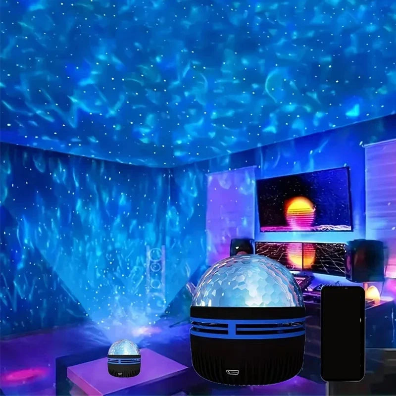 Northern Lights Projector | Music Sync & Remote Control | RGB Mood Light | USB Charging | 7.8×7.8×8.7 cm