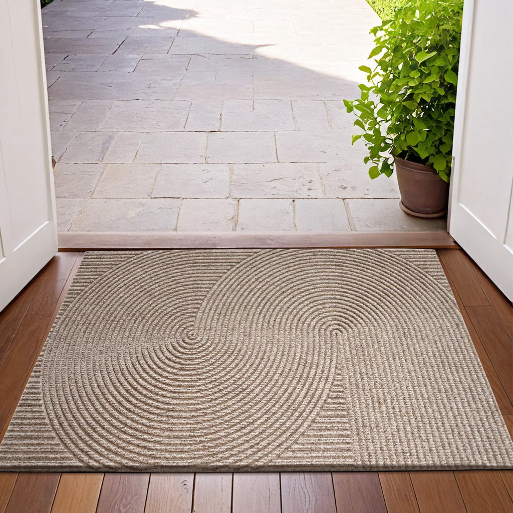 3D Groove Doormat Made of Durable Polyester with Non-Slip Design for Indoor and Outdoor Use