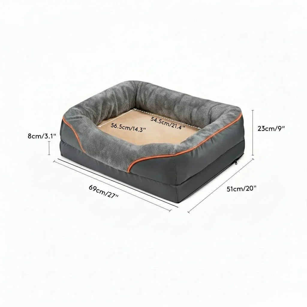 Waterproof Orthopedic Dog Bed with Elevated Pillow & Memory Foam Support