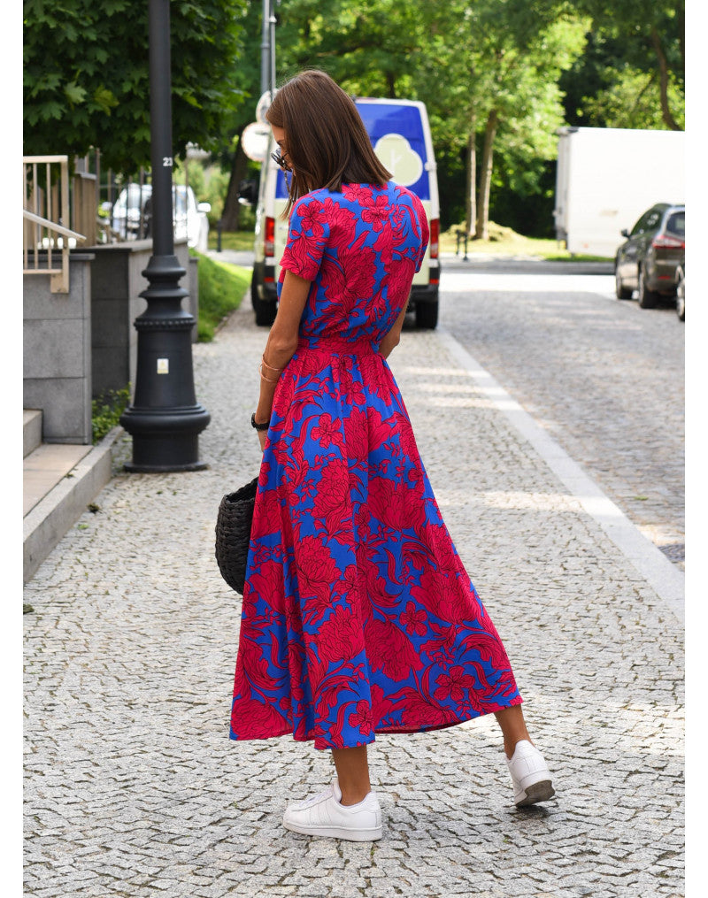 Women's V-Neck Short Sleeve Wrap Dress | Midi