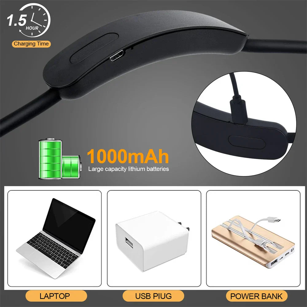 Rechargeable LED Neck Light | USB Powered | 3 Light Colors & Stepless Dimming | Flexible & Portable Design