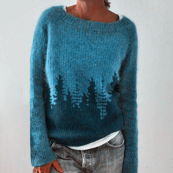 Women's Color Blocking Knit Sweater | Crew Neck