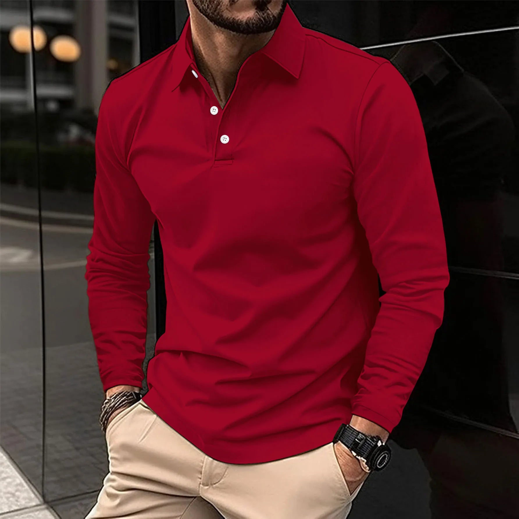 Men's Long Sleeve Polo Shirt | Casual and Business Wear