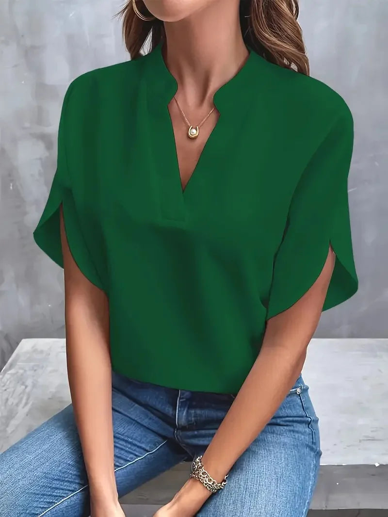 Women's V-Neck Short Sleeve Blouse | Casual