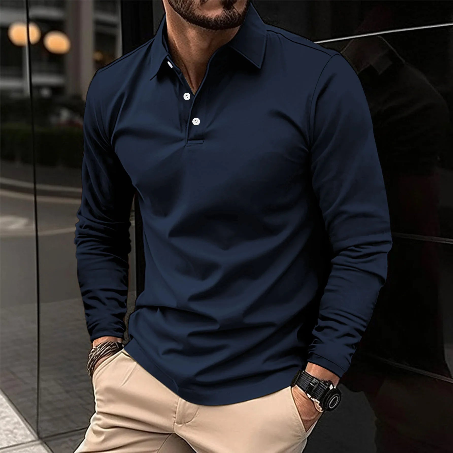 Men's Long Sleeve Polo Shirt | Casual and Business Wear