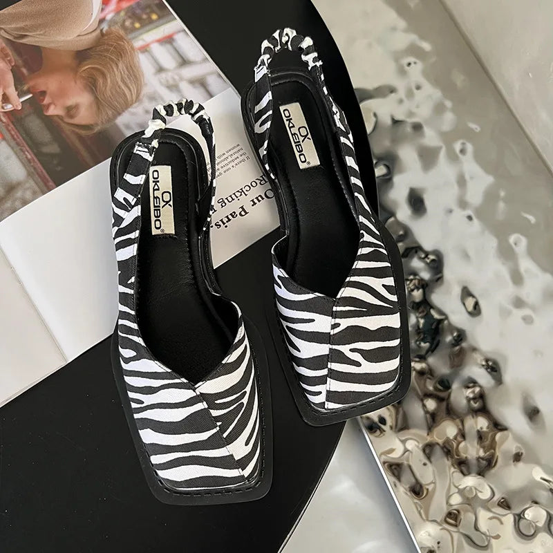 Women's Slingback Sandals Shoes | Square Toe