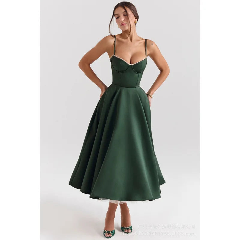 Women's Heart-Shaped Neckline Evening Dress | Midi