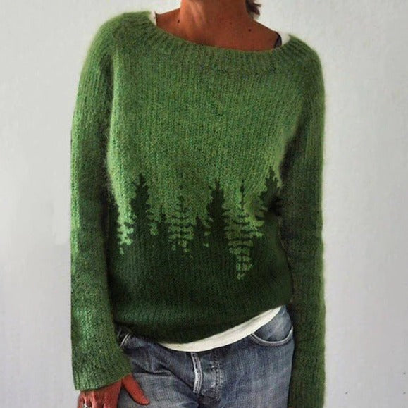Women's Color Blocking Knit Sweater | Crew Neck