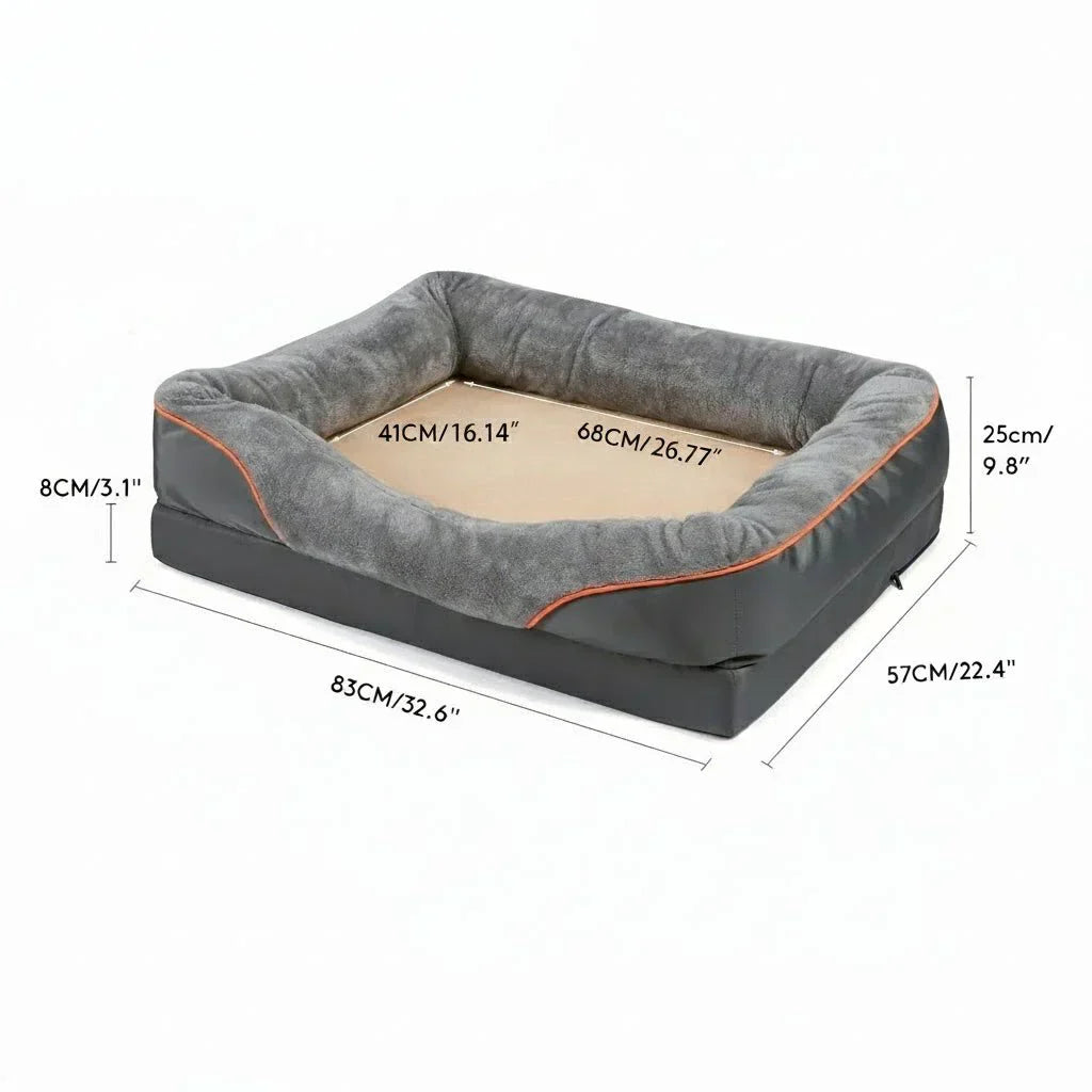 Waterproof Orthopedic Dog Bed with Elevated Pillow & Memory Foam Support