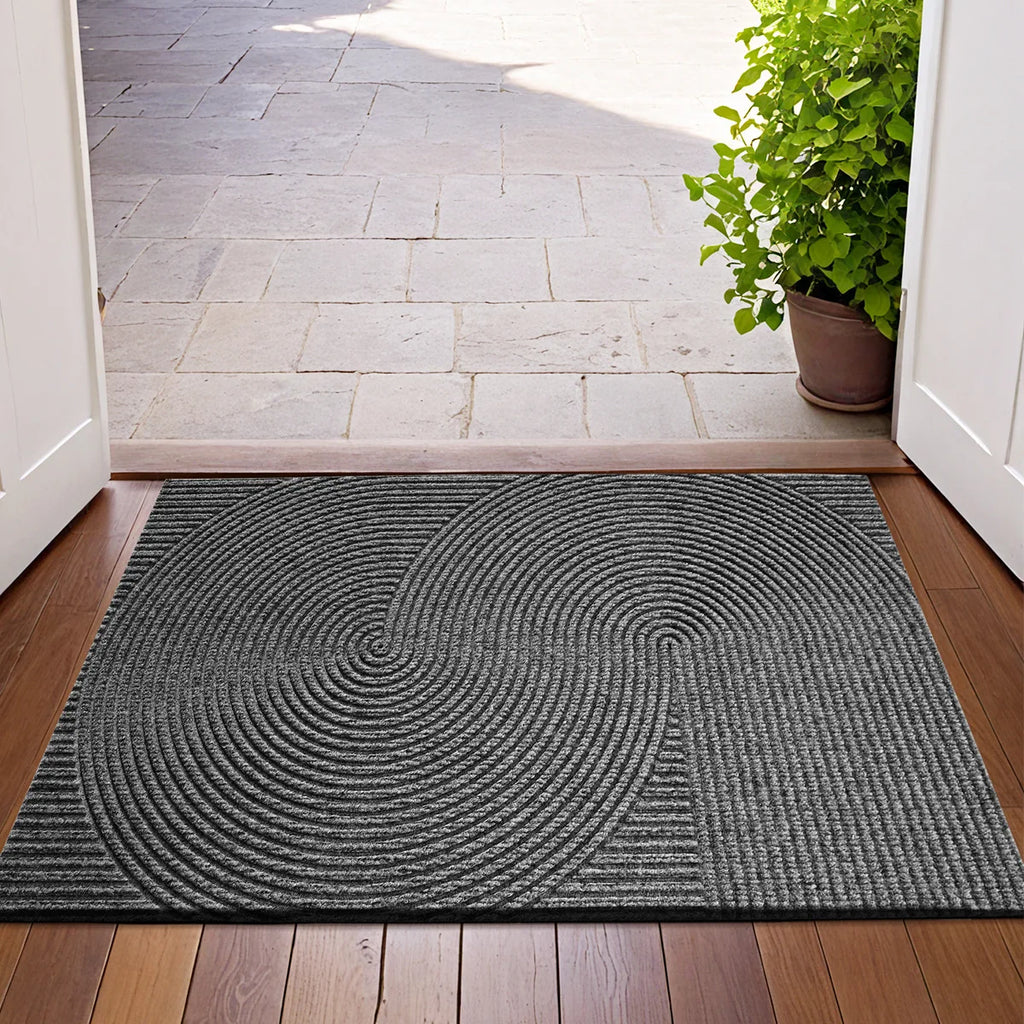 3D Groove Doormat Made of Durable Polyester with Non-Slip Design for Indoor and Outdoor Use