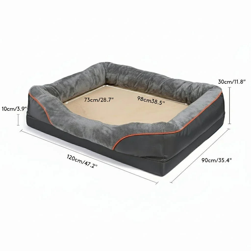 Waterproof Orthopedic Dog Bed with Elevated Pillow & Memory Foam Support