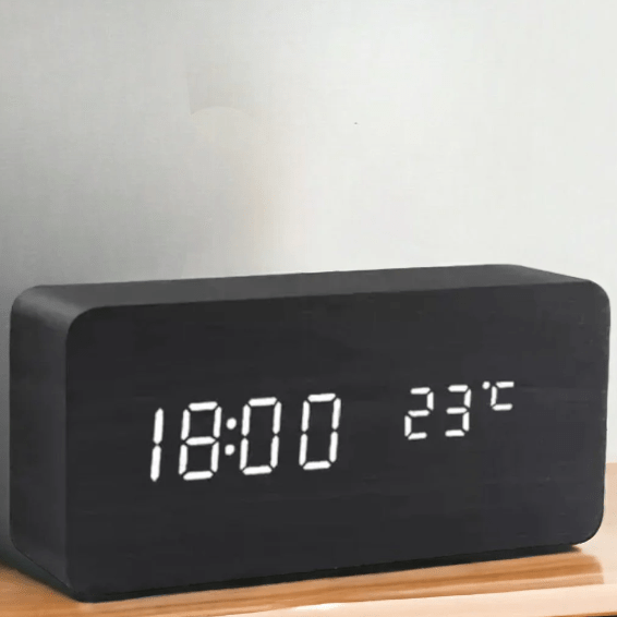 LED Wooden Clock with Voice Control for Stylish Time Display