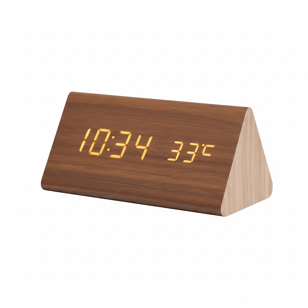 LED Wooden Clock with Voice Control for Stylish Time Display