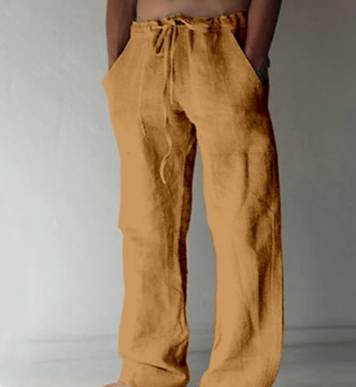 Men's Summer Long Linen Pants | with Drawstring