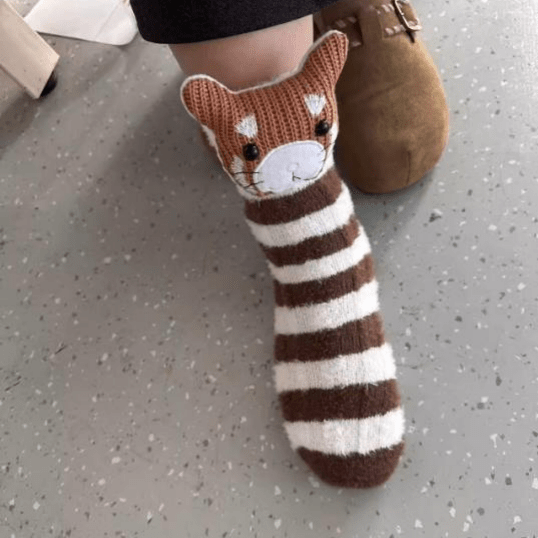 Cozy House Socks with Adorable 3D Animal Design and Safe Non-Slip Sole