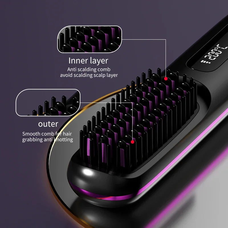 Wireless Hair Straightener | USB Charging & LCD Display | Ceramic & Ion Technology
