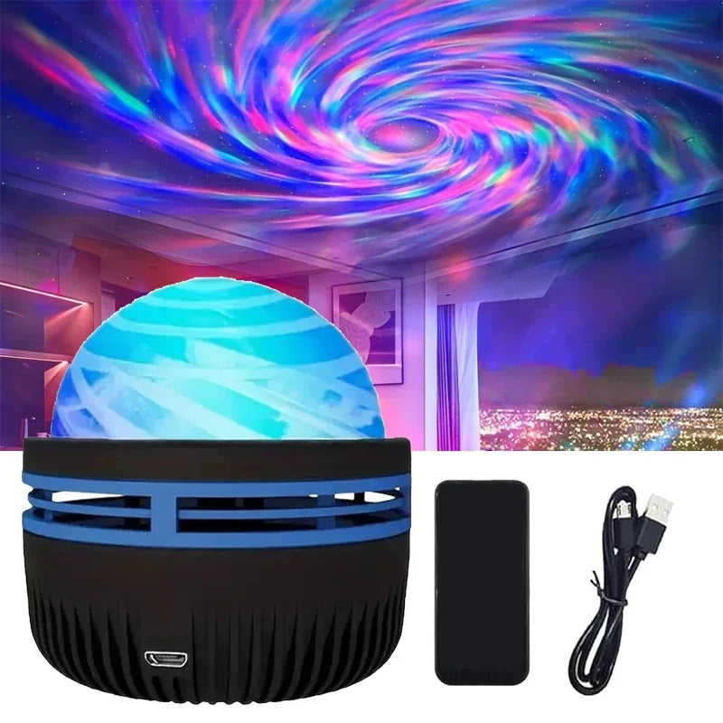 Northern Lights Projector | Music Sync & Remote Control | RGB Mood Light | USB Charging | 7.8×7.8×8.7 cm