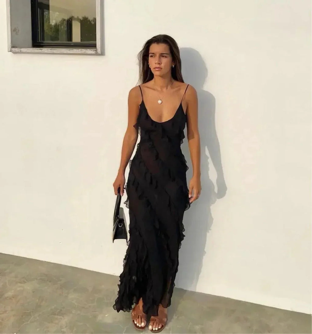 Party Ruffle Dress | Maxi