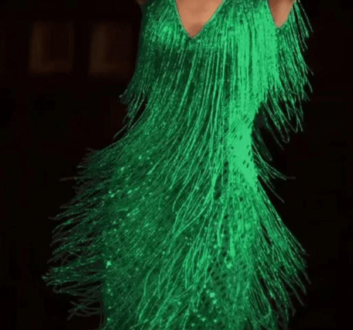 Sequin V-Neck Party Dress | Tassel