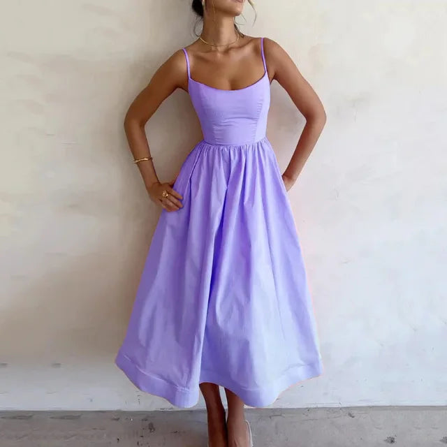 Women's A-Line Spaghetti Strap Dress | Midi