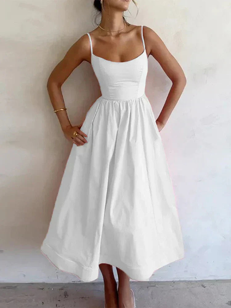 Women's A-Line Spaghetti Strap Dress | Midi