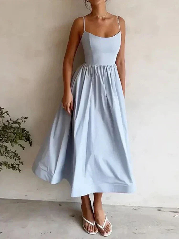 Women's A-Line Spaghetti Strap Dress | Midi