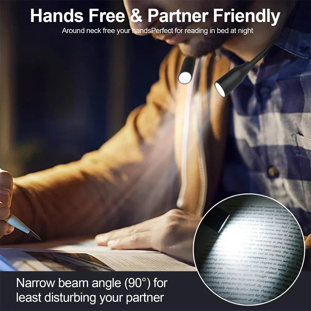 Rechargeable LED Neck Light | USB Powered | 3 Light Colors & Stepless Dimming | Flexible & Portable Design