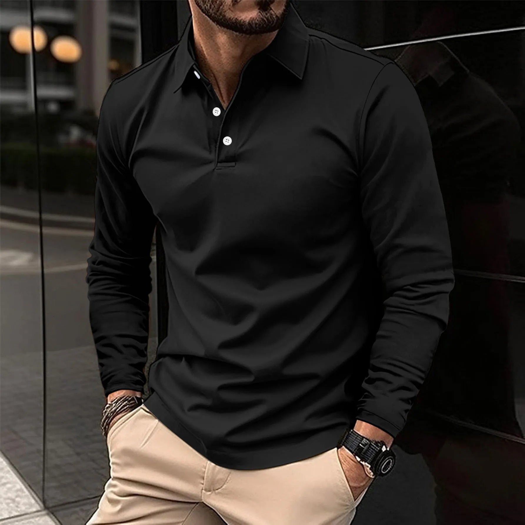 Men's Long Sleeve Polo Shirt | Casual and Business Wear