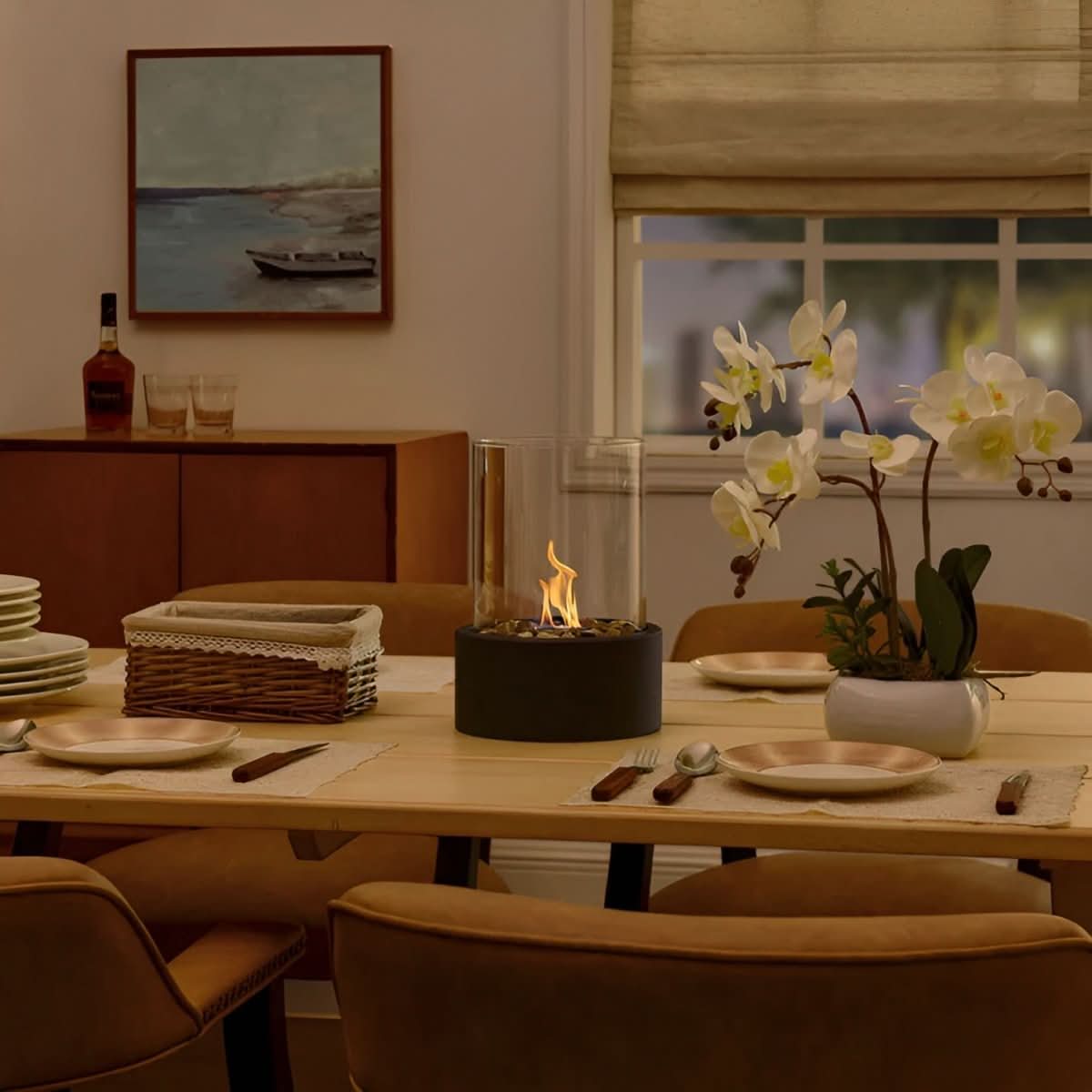 Smoke-Free Tabletop Fireplace for Elegant Indoor and Outdoor Use