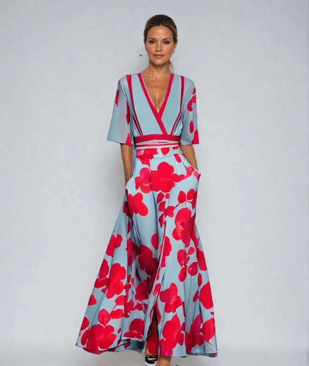 Women's Floral Print Wrap Maxi Dress | V-Neck