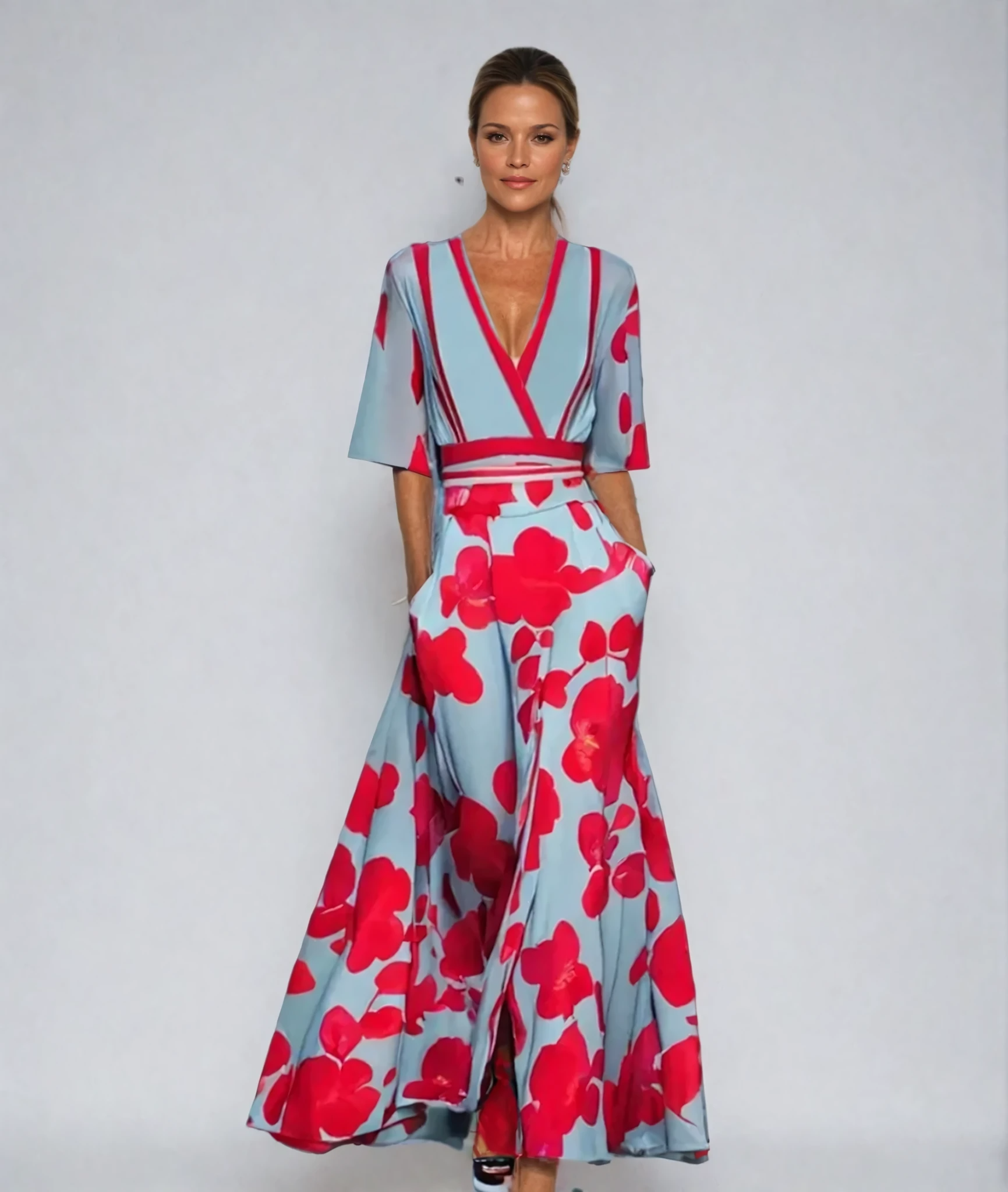 Women's Floral Print Wrap Maxi Dress | V-Neck