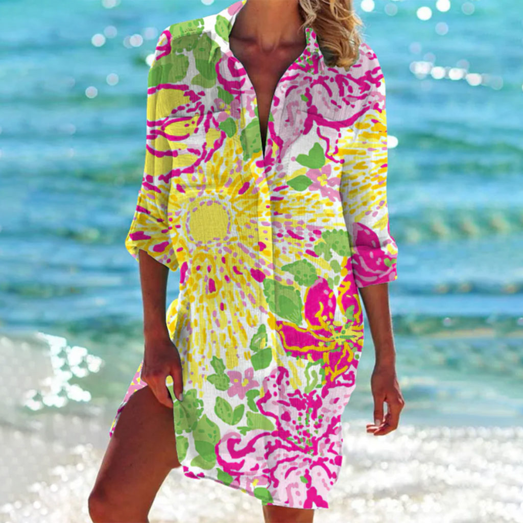 Women's Casual Loose Fit Shirt Dress | Long Sleeves