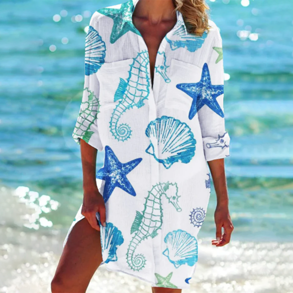 Women's Casual Loose Fit Shirt Dress | Long Sleeves