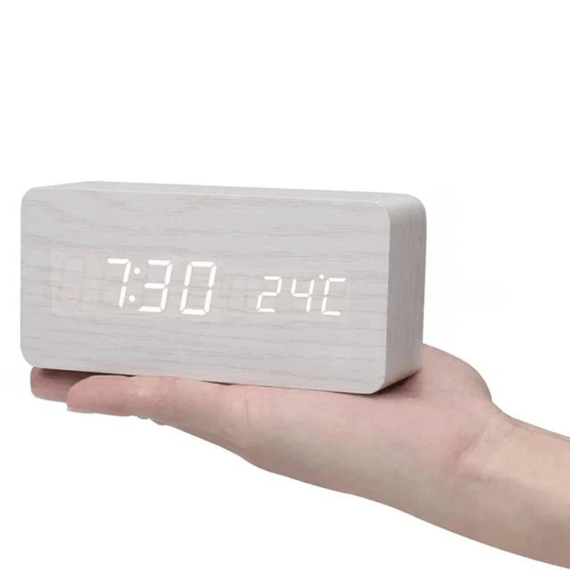 LED Wooden Clock with Voice Control for Stylish Time Display