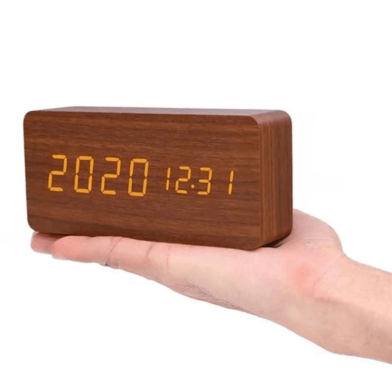 LED Wooden Clock with Voice Control for Stylish Time Display