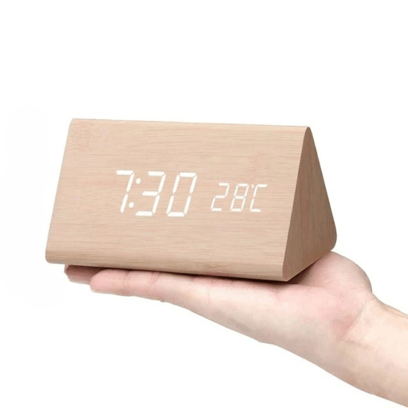 LED Wooden Clock with Voice Control for Stylish Time Display