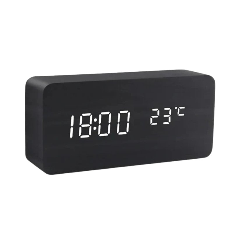 LED Wooden Clock with Voice Control for Stylish Time Display
