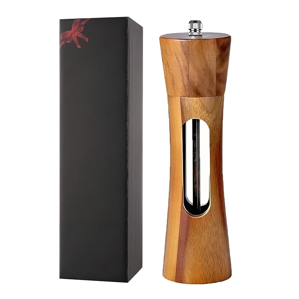 Set of 2 Wooden Salt and Pepper Mills with Acrylic Window