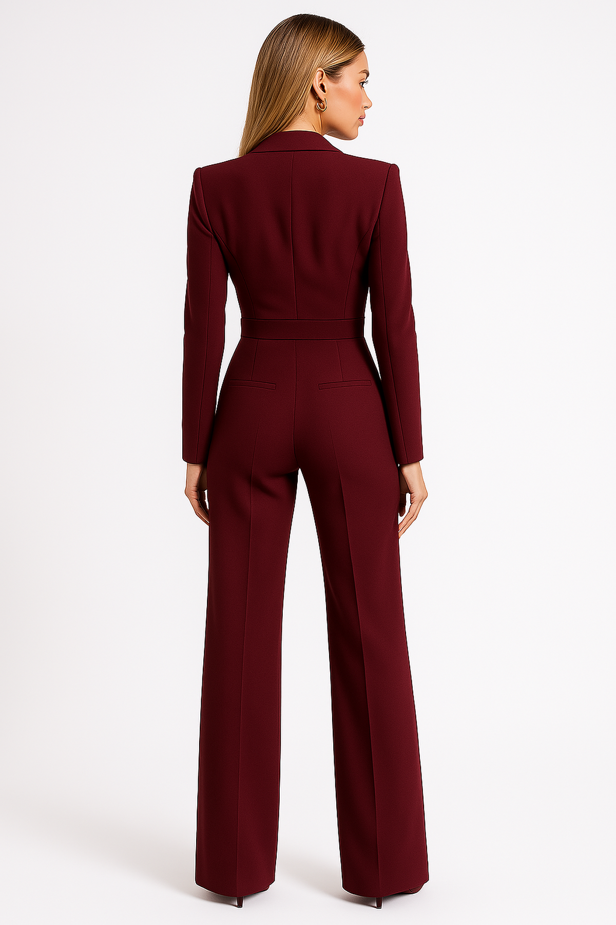 Women's Formal Lapel Wide Leg Jumpsuit | Long Sleeve