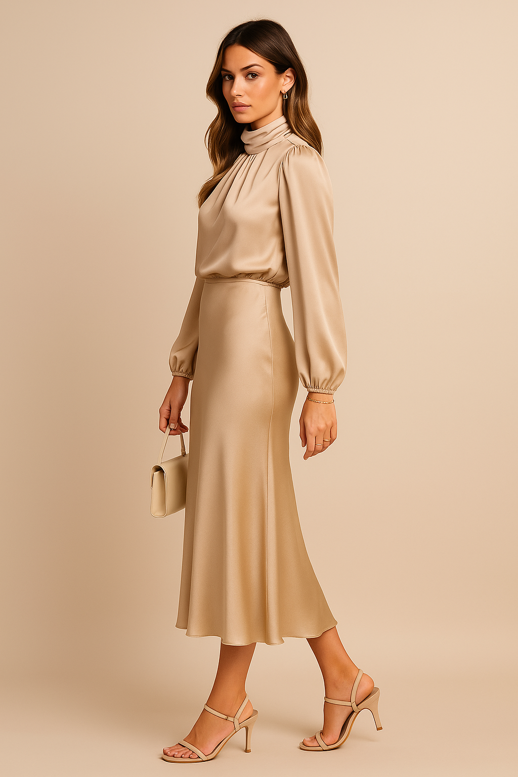Women's Evening Midi Dress | Long Sleeves