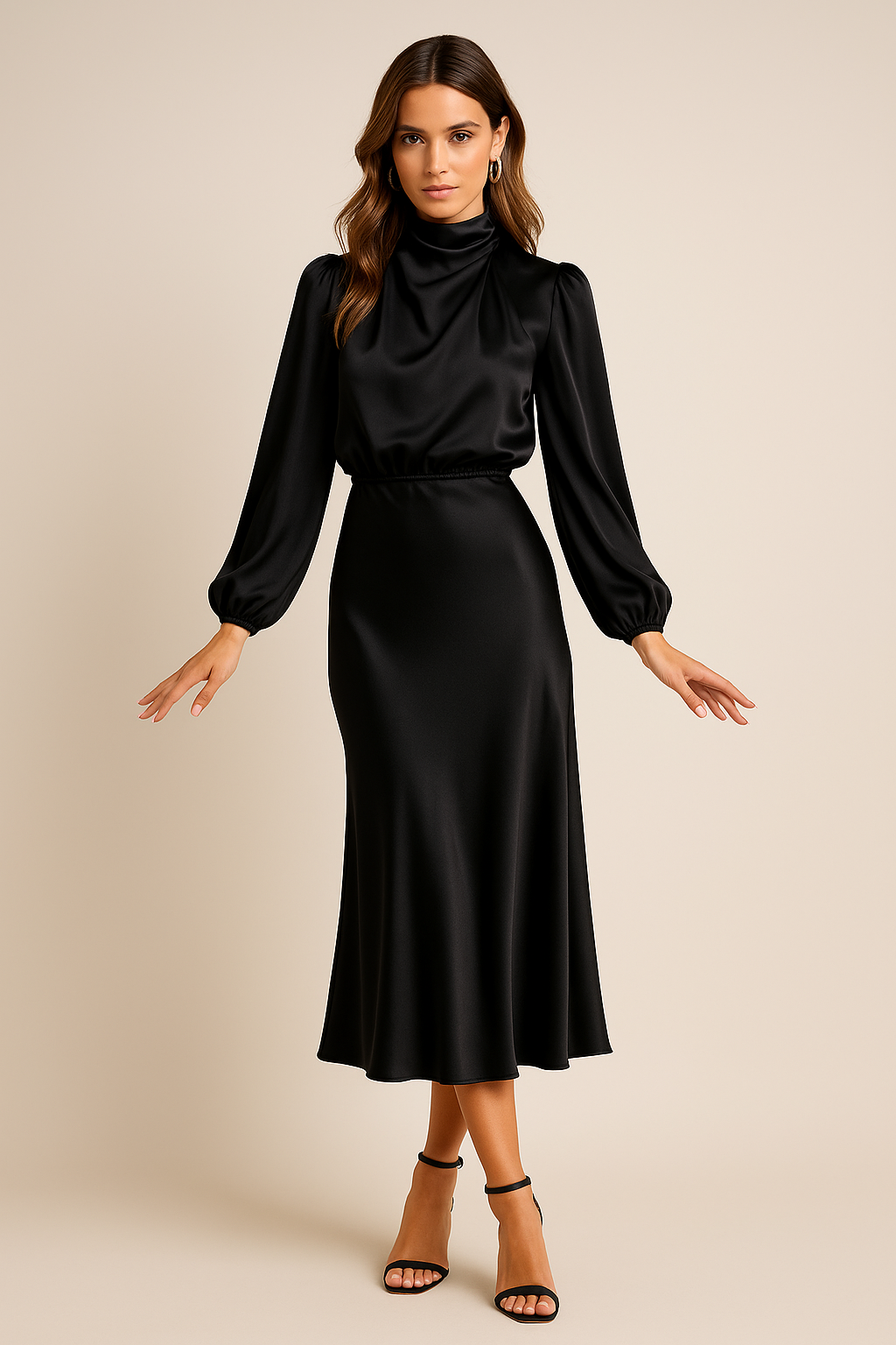 Women's Evening Midi Dress | Long Sleeves