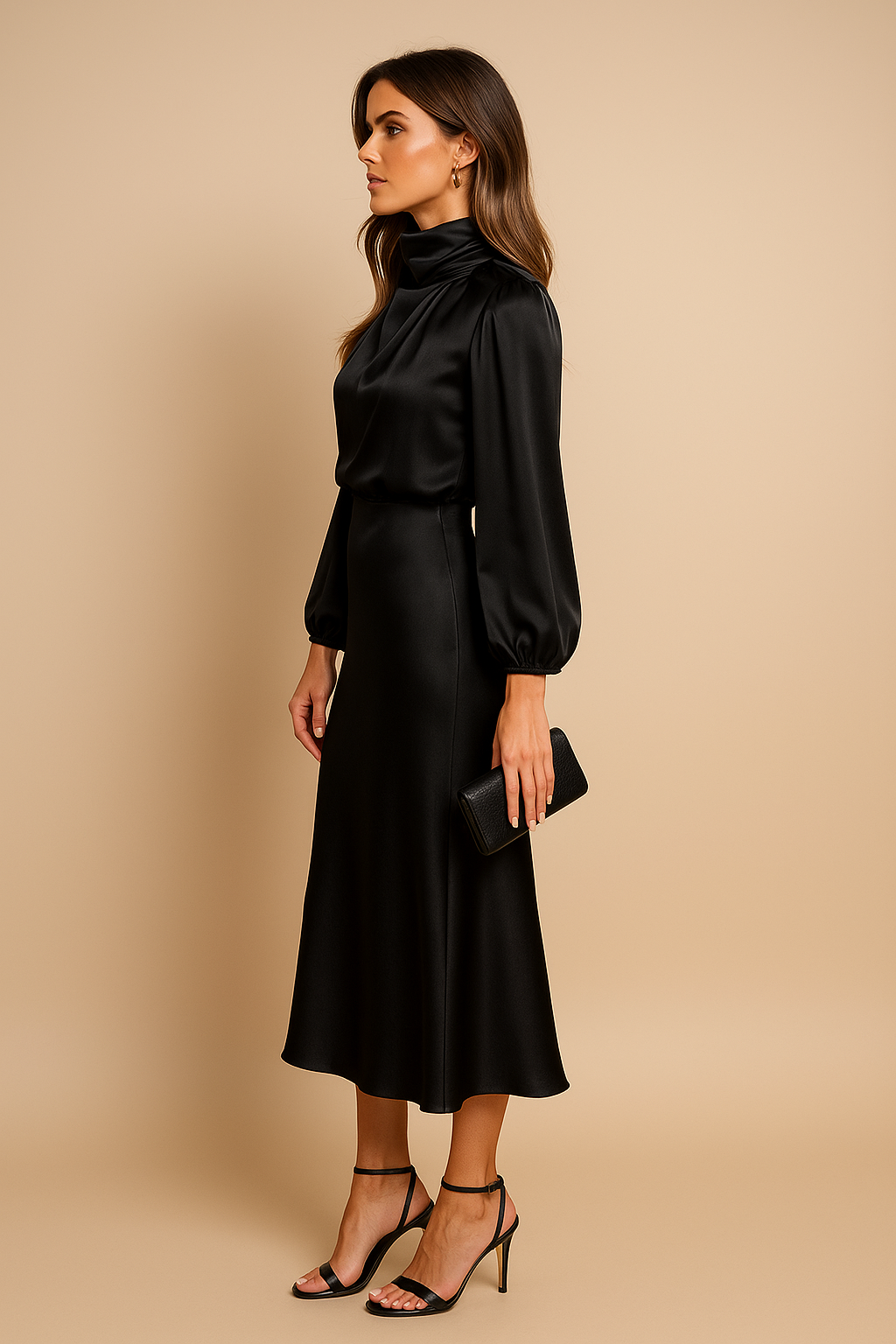 Women's Evening Midi Dress | Long Sleeves
