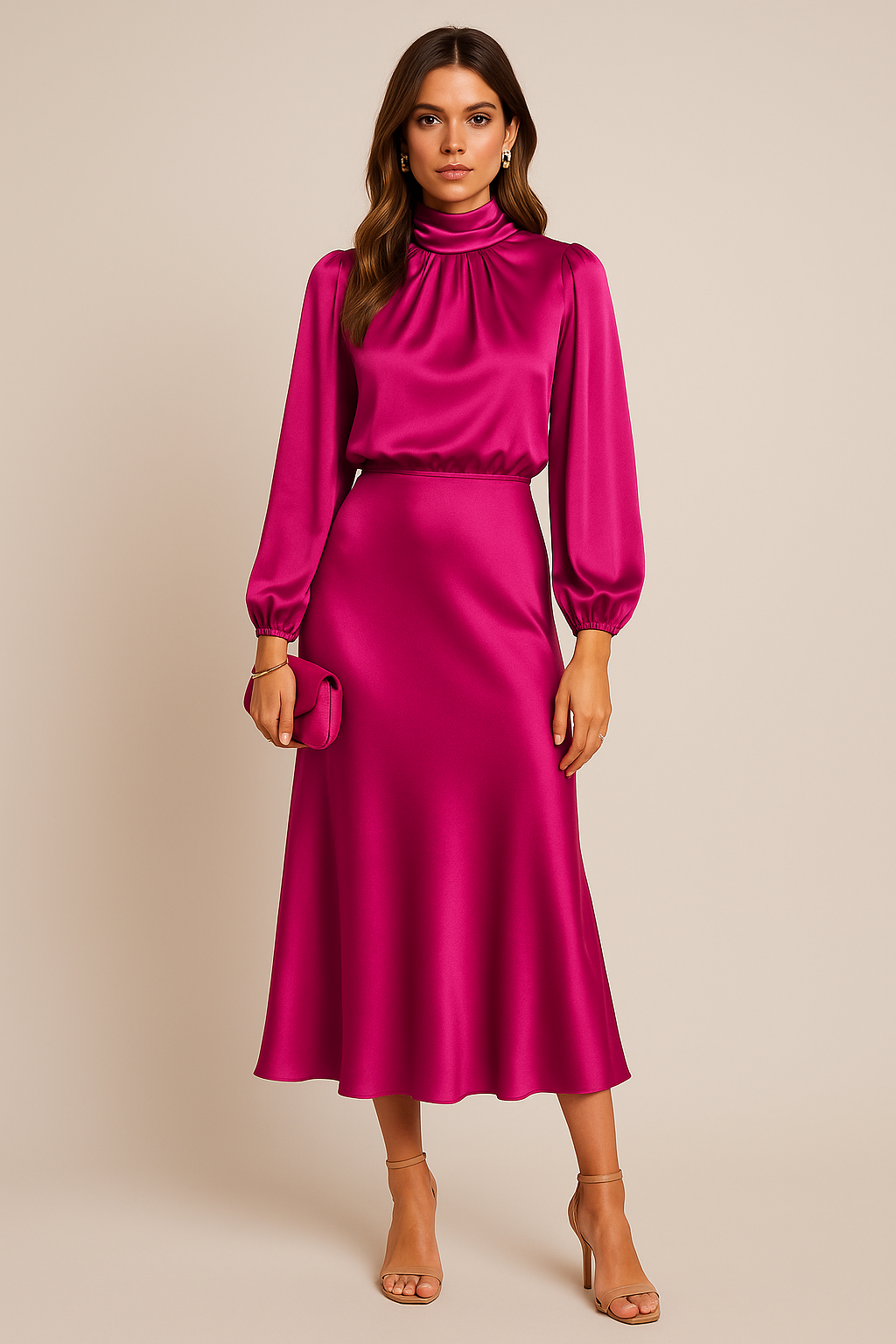 Women's Evening Midi Dress | Long Sleeves