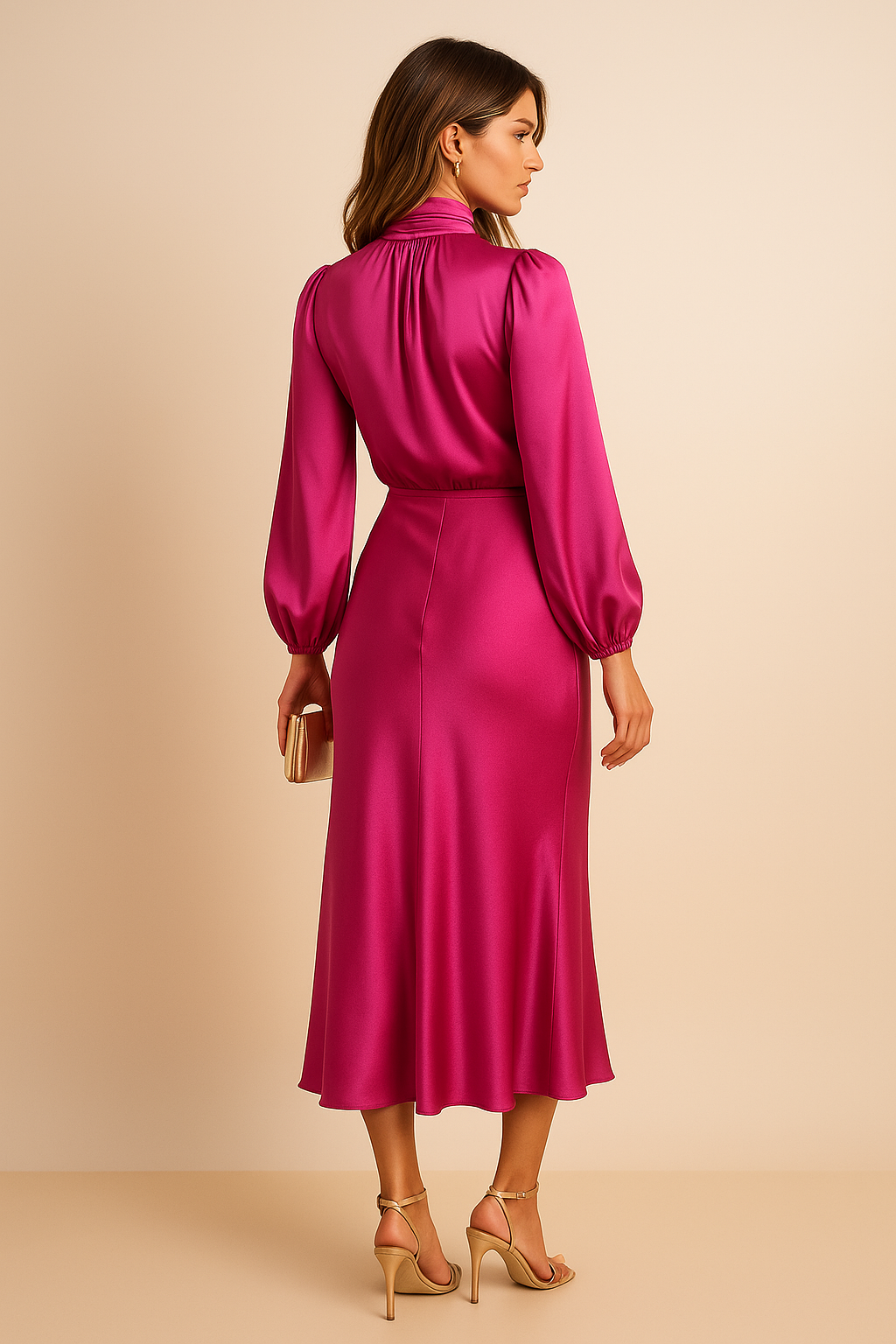 Women's Evening Midi Dress | Long Sleeves