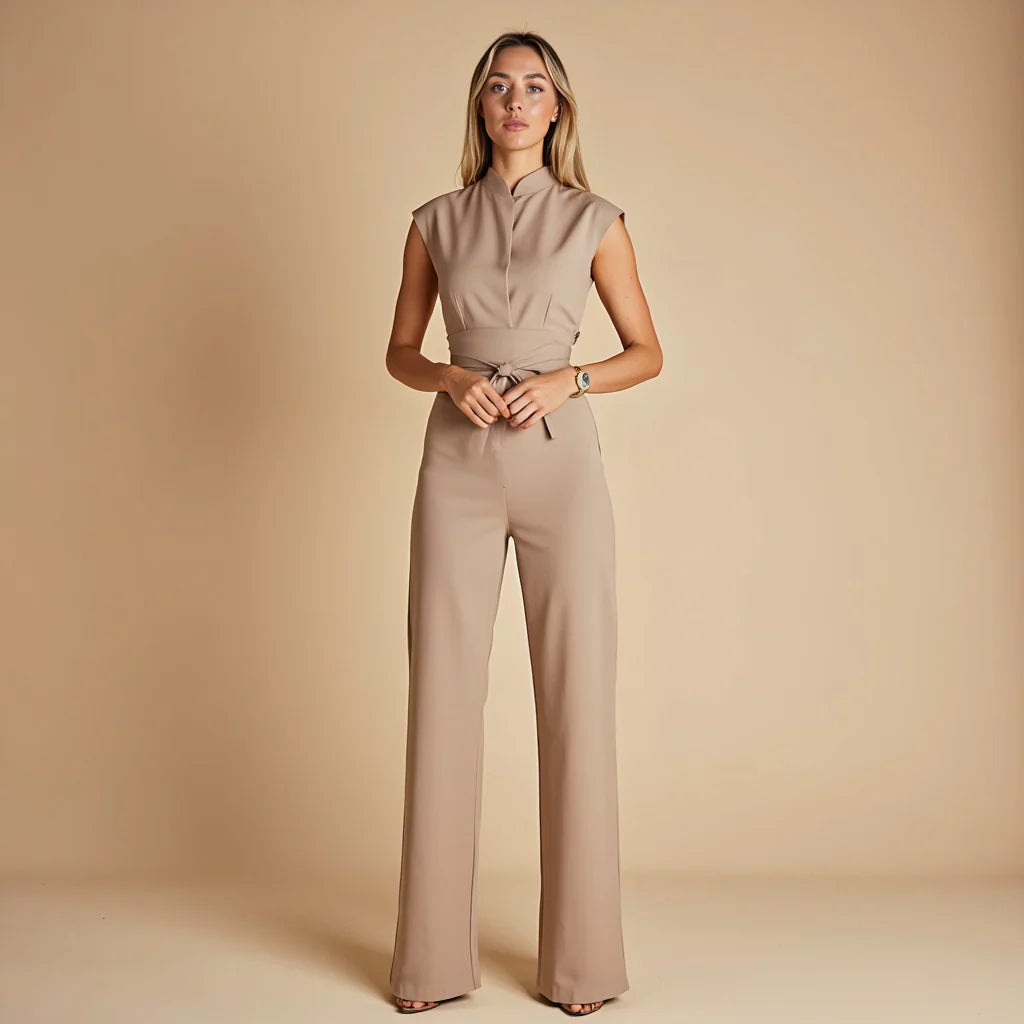 Women's Casual Wide Leg Jumpsuit | Mandarin Collar