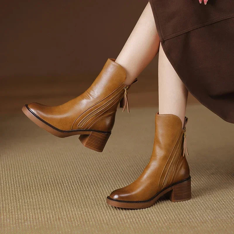 Women's Block Heel Ankle Boots | Zipper