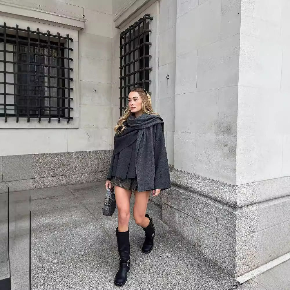Cape Coat with Scarf Detail for Women - Rosanna